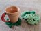 Crochet monstera leaf coasters with basket product 3